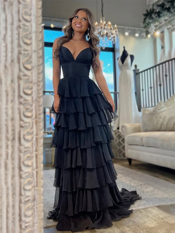 BlackA-LineSpaghettiStrapsLongLayeredTullePromDressWithLegSlit_1.jpg