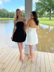 A Line Strapless Short Homecoming Dress with Beading