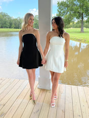 A Line Strapless Short Homecoming Dress with Beading