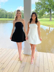 A Line Strapless Short Homecoming Dress with Beading