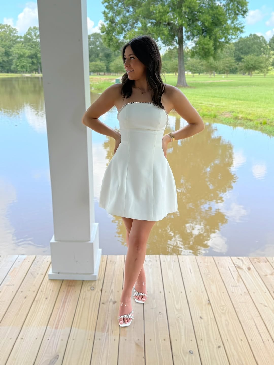 A Line Strapless Short Homecoming Dress with Beading