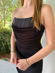 Black Bodycon Strapless Short Satin Homecoming Dress