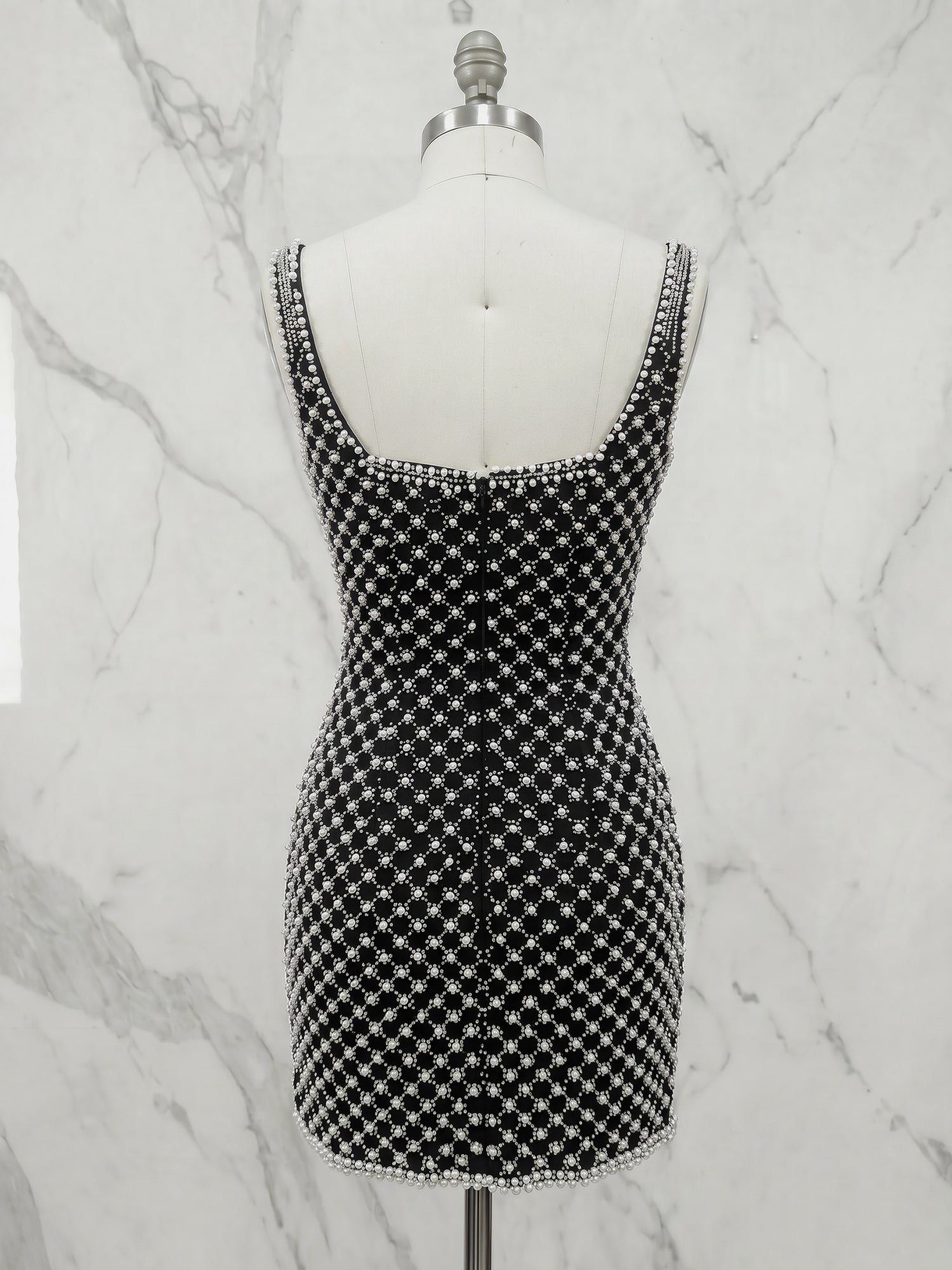 Black Pearl Lattice Short Homecoming Dress with Satin Bow