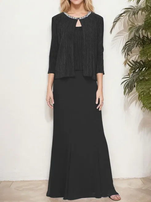 Robe deux pièces métallisée avec veste