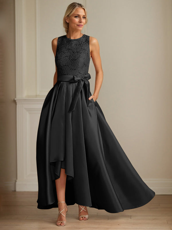 Princess Jewel Neck Sleeveless Mother Of The Bride Dresses With Pleats Lace