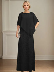 Sheath/Column Scoop Floor-Length Chiffon Lace Mother of the Bride Dress With Sequins Beading
