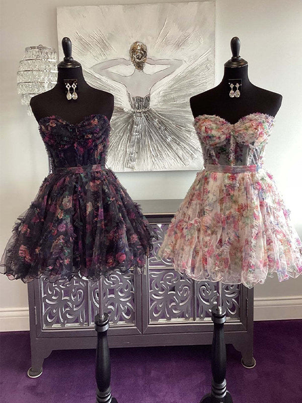 Black Sweetheart A-Line Short Tulle Homecoming Dress