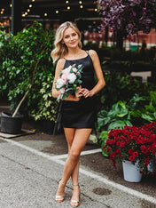 Black Tight Short Homecoming Dress with Ruffles Train
