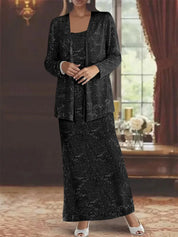 Robes de mère de la mariée en mousseline avec paillettes et veste 