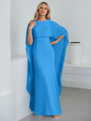 Sheath Scoop Floor-Length Chiffon Mother of the Bride Dress With Cascading Ruffles