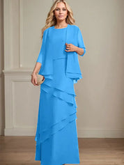 Robe fourreau en mousseline de soie pour mère de la mariée, longueur au sol 