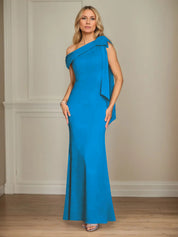 Trumpet/Mermaid One Shoulder Sleeveless Stretch Crepe Mother of the Bride Dress With Bow