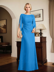 Sheath/Column Scoop Floor-Length Chiffon Mother of the Bride Dress With Pleated Beading