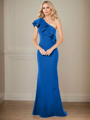 A-line One Shoulder Floor-Length Chiffon Mother of the Bride Dress With Ruffles