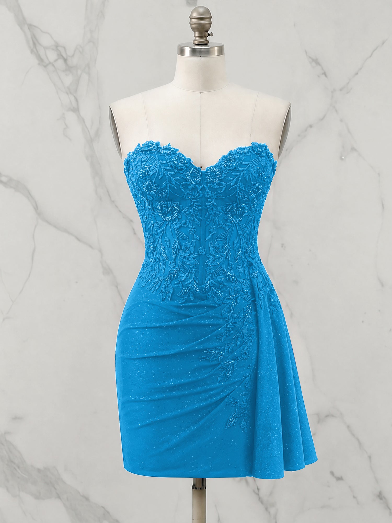 Strapless Sweetheart Draped Mini Homecoming Dress