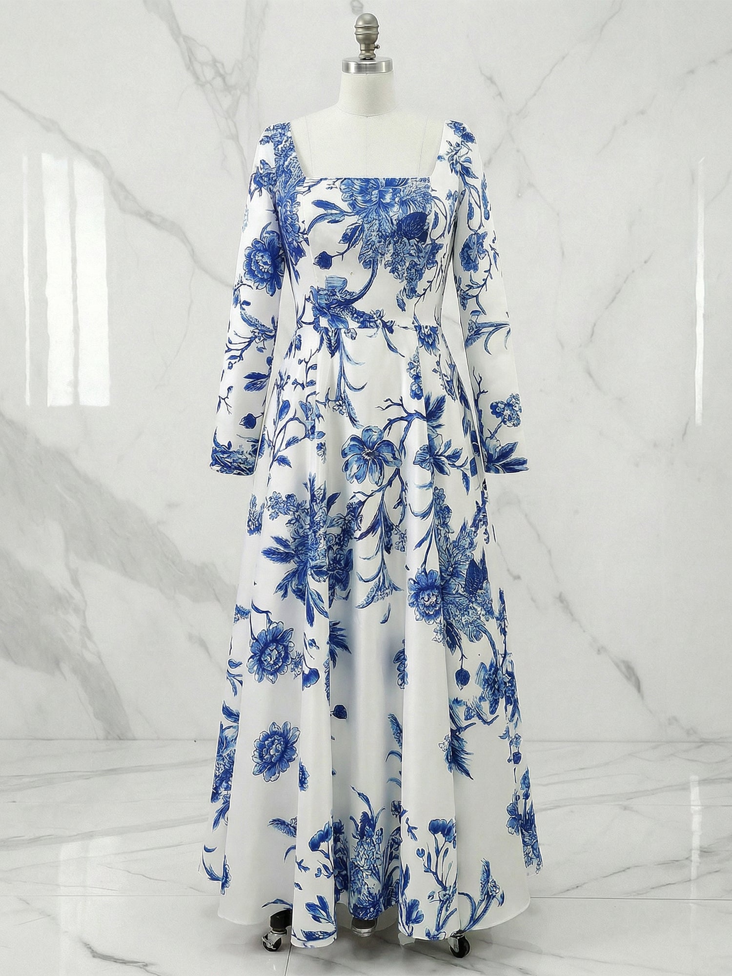 BlueFloralClassicSquareNeckLongSleeveA-LineMidiDressGown_2.jpg