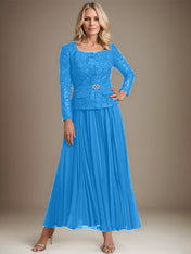 A-line Square Ankle-Length Chiffon Mother of the Bride Dress With Pleated