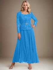 A-line Square Ankle-Length Chiffon Mother of the Bride Dress With Pleated