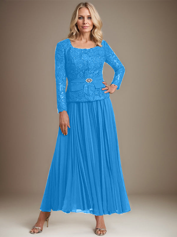 A-line Square Ankle-Length Chiffon Mother of the Bride Dress With Pleated