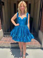 A-line Straps Sweetheart Short Homecoming Dress with Bow