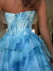 Pink Sweetheart Strapless A-Line Beaded Floral Homecoming Dress