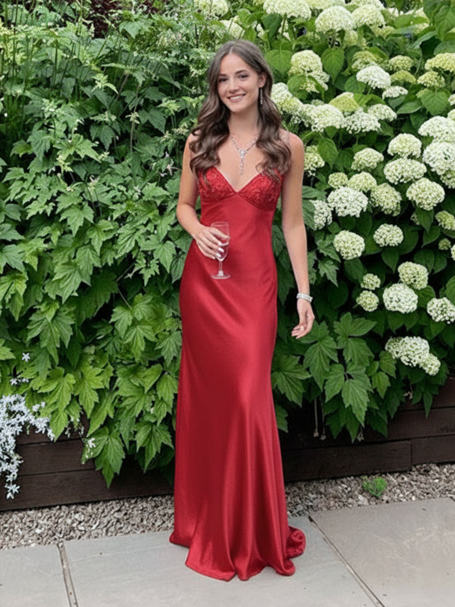Blue A Line V-neck Beaded Back Tie Long Prom Dress