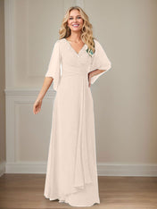 A-Line V-Neck Long Sequins Chiffon Mother Dress