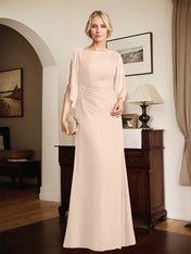 Sheath/Column Scoop Floor-Length Chiffon Mother of the Bride Dress With Pleated Beading