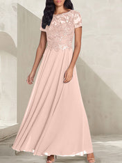 Charcoal Grey A-Line Scoop Long Mother of the Bride Dress With Beadings