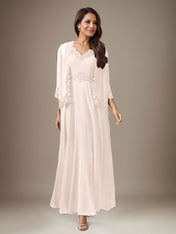 Plum A-Line Sequins Chiffon Dress