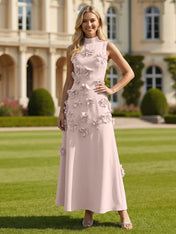 3D Floral High Neck Sleeveless Maxi Dress