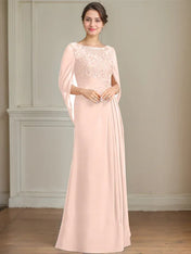 A-Line/Princess Scoop Floor-Length Mother of the Bride Dresses with Pleated & Sequins