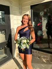 Bodycon One Shoulder Short Homecoming Dress