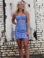 Bodycon Sweetheart Lace Up Short Homecoming Dress With Appliques