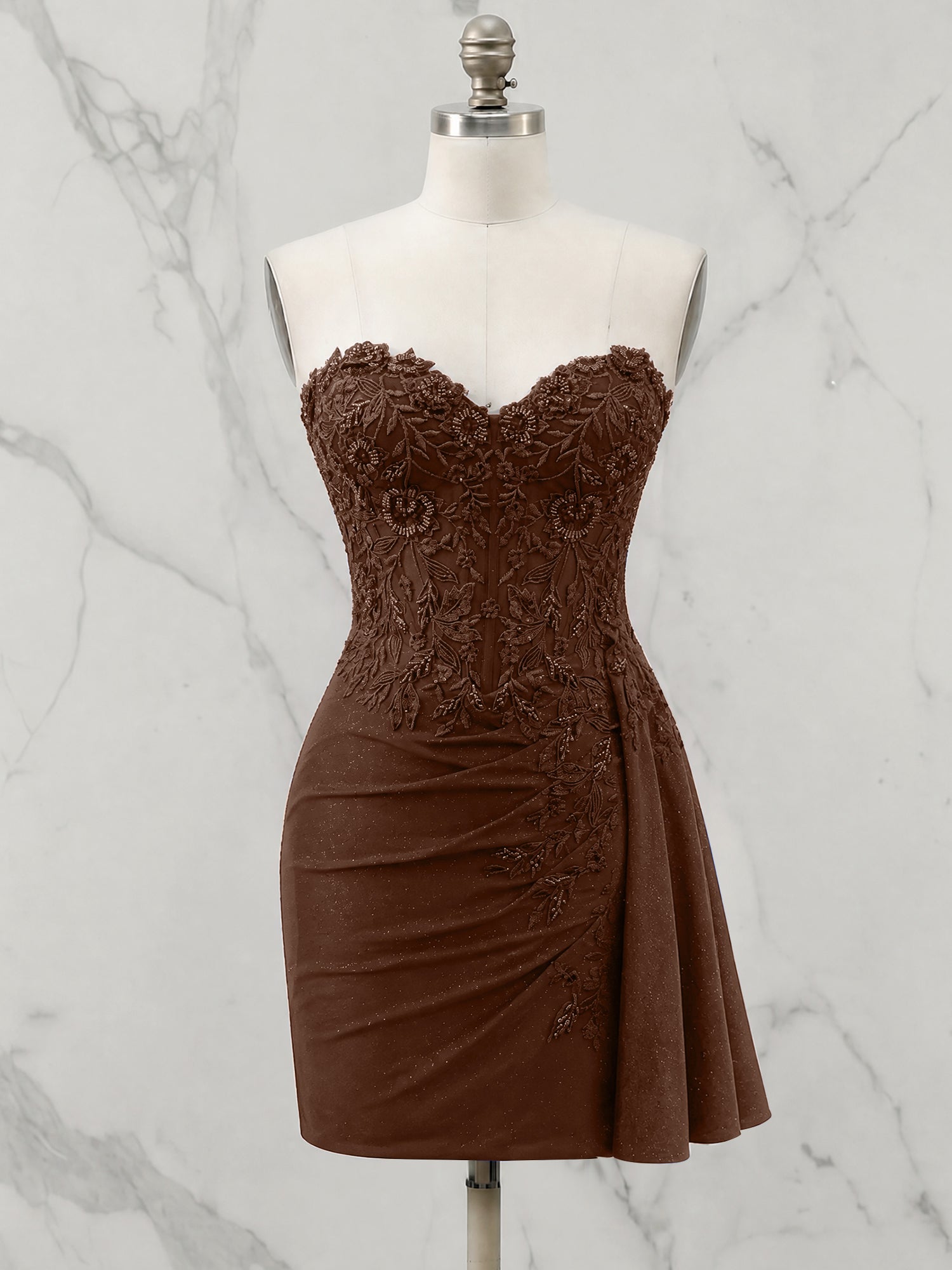Strapless Sweetheart Draped Mini Homecoming Dress