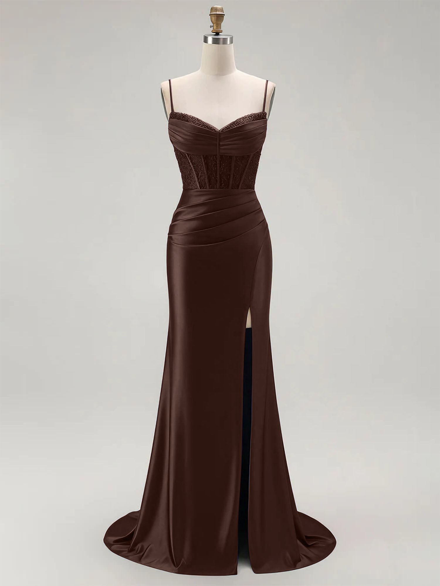 Sparkly Satin Mermaid Long Corset Prom Dress with Beading