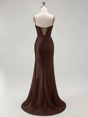 Sparkly Satin Mermaid Long Corset Prom Dress with Beading