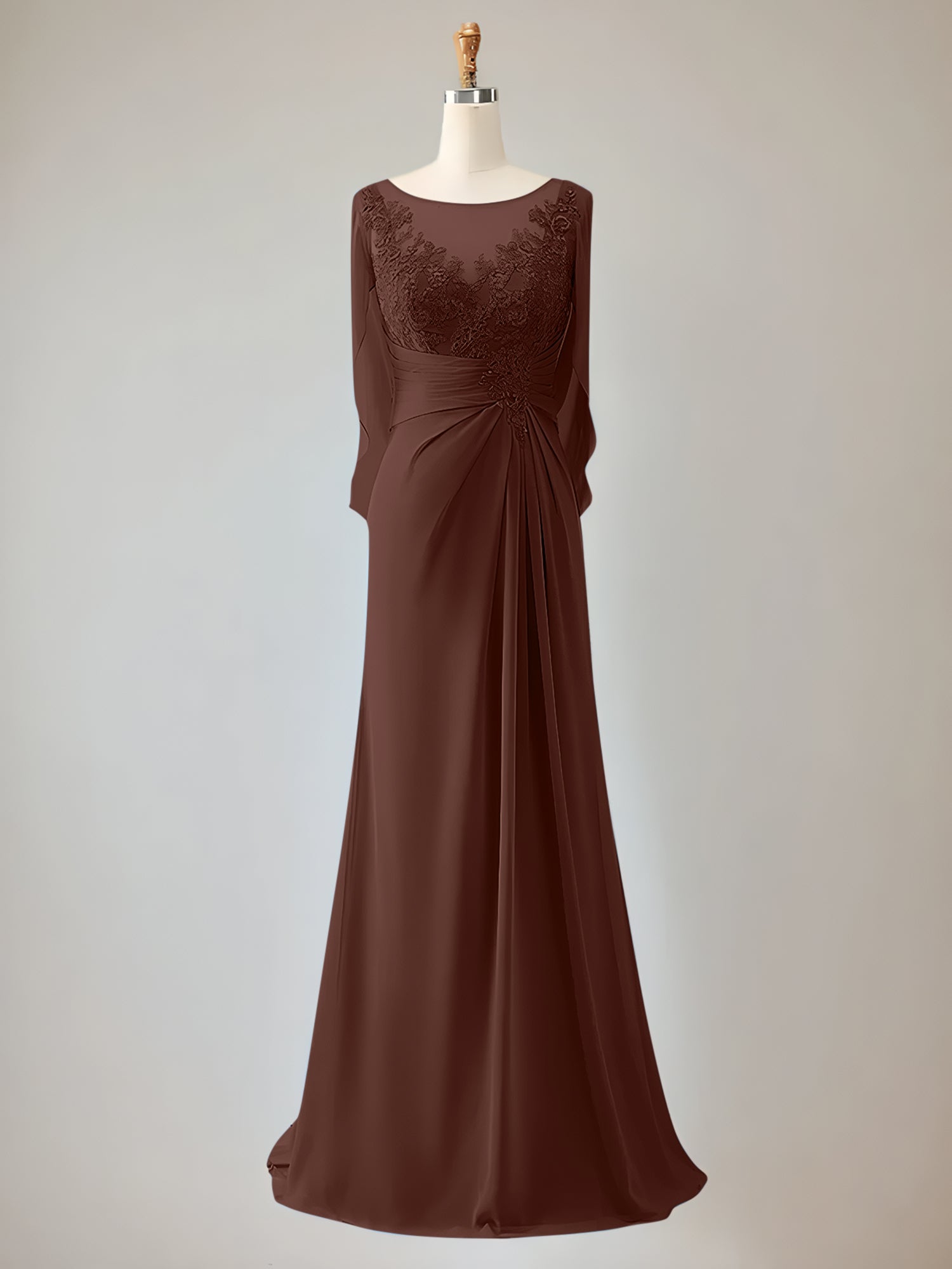2 Sleeve Chiffon Mother of the Bride Dress With Beadings