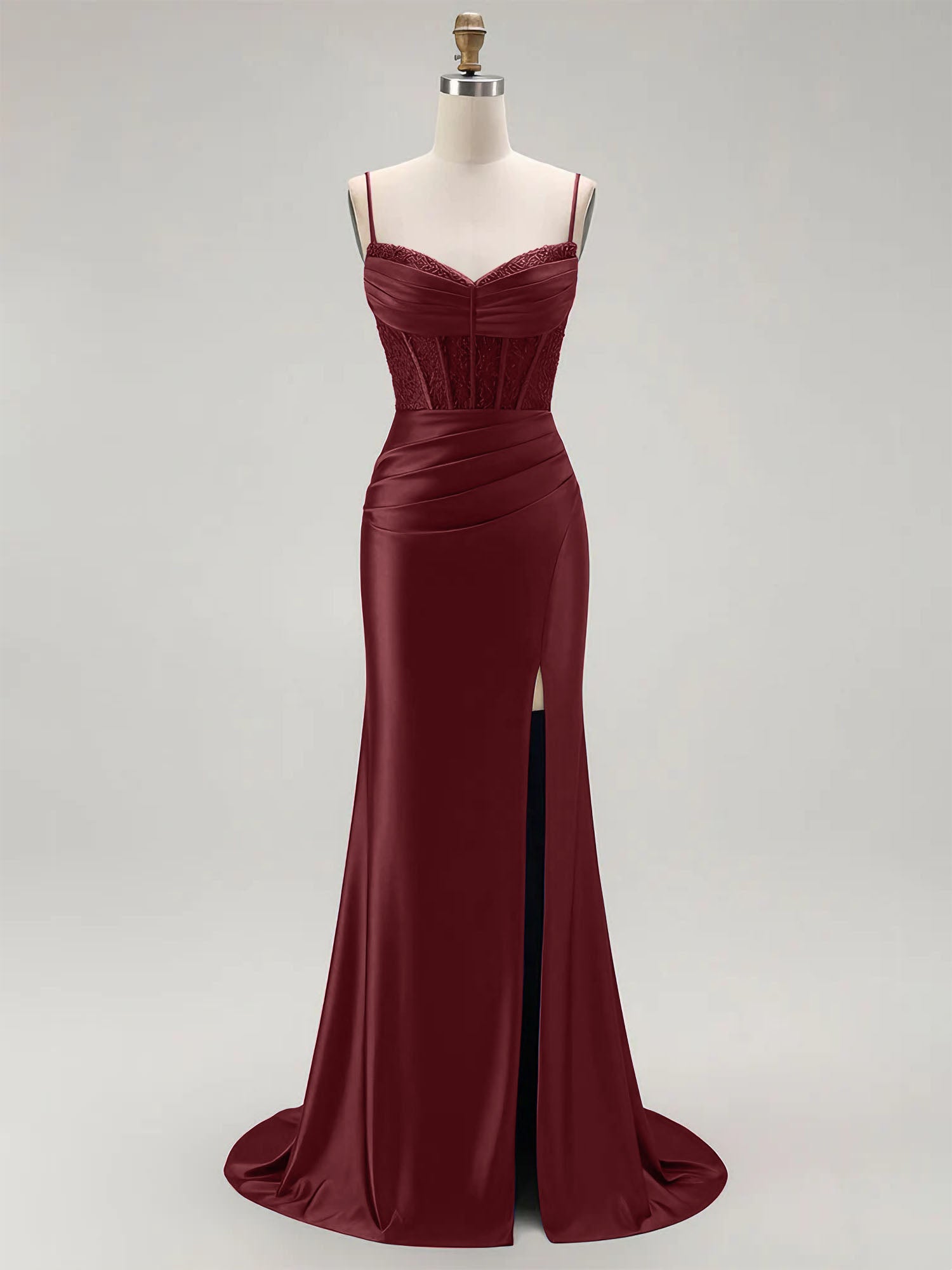 Sparkly Satin Mermaid Long Corset Prom Dress with Beading
