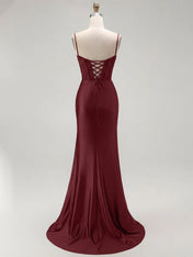 Sparkly Satin Mermaid Long Corset Prom Dress with Beading