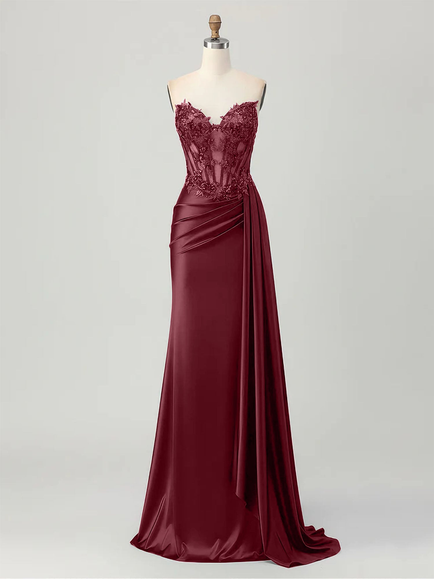 Trägerloses Ballkleid mit Illusion-Korsett und Satinskirt