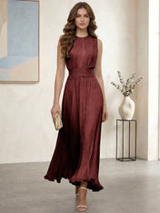 Ethereal Formal Evening Dress Ice Blue Pleated Chiffon Maxi Gown