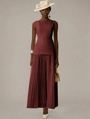 White A Line Chiffon Round Neck Sleeveless Floor Length Dresses