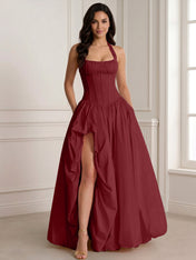 Glamorous Blush Pink Halter Corset Evening Paty Dress Gown