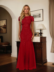 Dark Navy Mermaid Scoop Sequins Tulle Dress