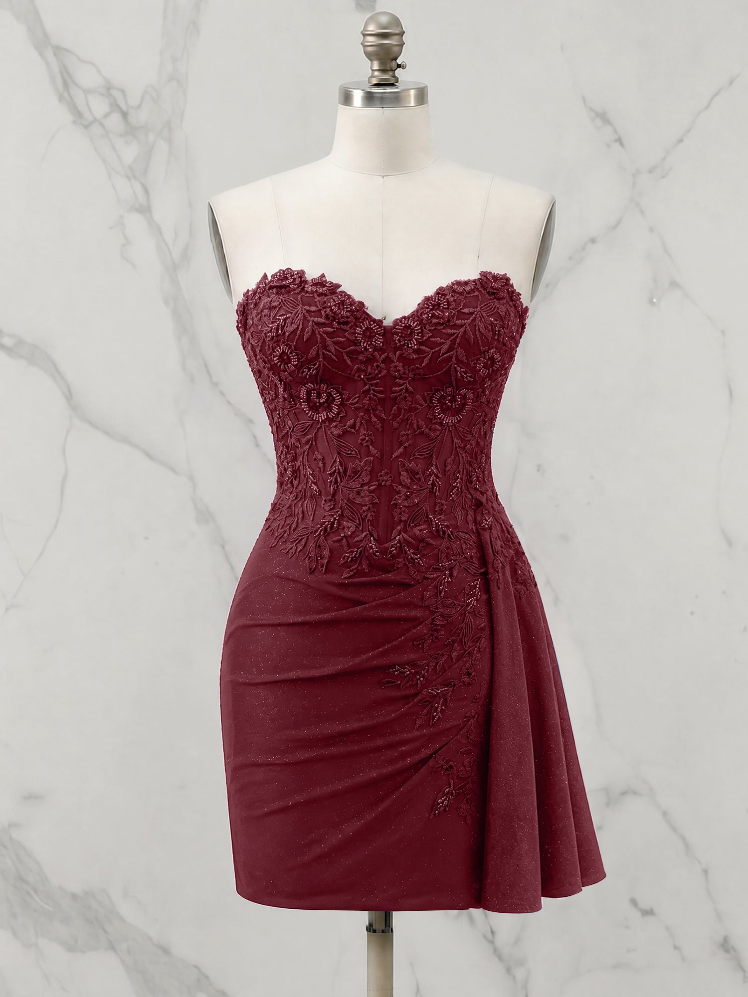 Strapless Sweetheart Draped Mini Homecoming Dress
