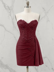 Strapless Sweetheart Draped Mini Homecoming Dress
