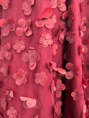 Burgundy 3D Floral Appliqué Corset Prom Dress with Slit