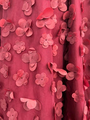 Burgundy 3D Floral Appliqué Corset Prom Dress with Slit