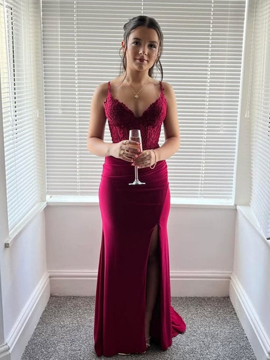 BurgundySpaghettiStrapFloralLaceBodicePromDresswithSlit_1.jpg